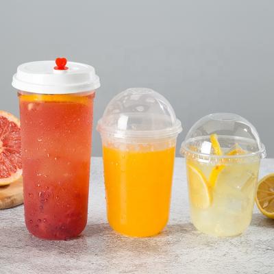 China Food Grade Disposable Plastic Cup With Lid U Shaped PP Logo Customized Clear Bubble Tea Cup for sale