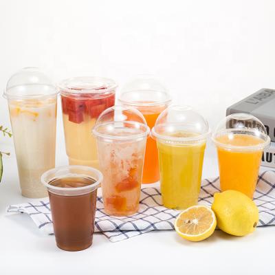 China DOUBLE WALL Beverage Cups Disposable Plastic Ice Coffee Cup Smoothie Bubble Cold Tea Cup With Lid for sale