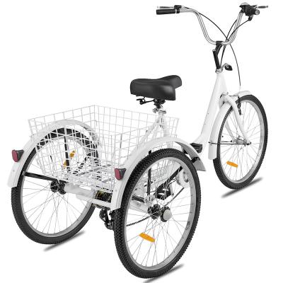 China 2020 24 inch popular three wheel hub brake tone basket tricycle cargo tricycles with cargo tricycle made in china for sale