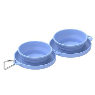 China Sustainable Travel Twin Pet Bowls For Dogs Or Cats , Collapsible Bowls For Food And Water Feeding for sale