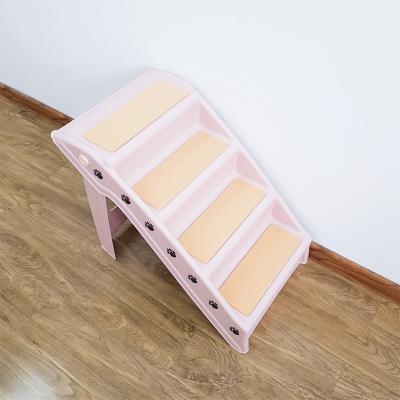 China 2020 Travel Bestsellers Custom Color Pet Stairs with 4 Steps and Plush Mat for Dog Cat Puppy Holds up to 100 Kg for sale