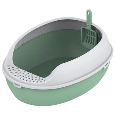 China Factory Viable Large Cat Litter Box With Oval Cat Litter Toilet Pan With Plastic Cat Little Training Kit Scoop Net for sale