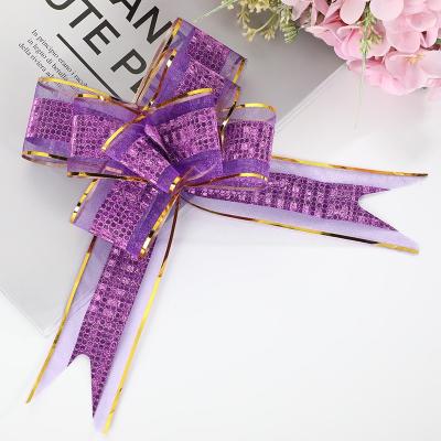 China New pp. Competitive Wholesale Red Purple Butterfly Ribbon Decoration Wedding Christmas Wrap Gift Glitter Pull String Purple Ribbon and Bow for sale