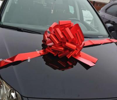 China Metallic factory customized giant metallic pp pull bow 20 inch car bow and elastic ribbon bow for decoration for sale