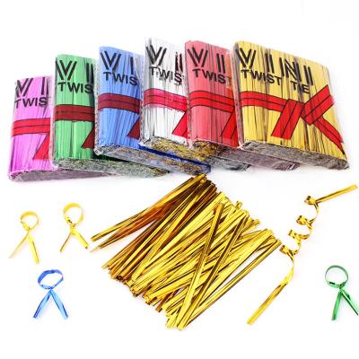 China Wholesale Plastic Metal Colored Stability PET Twist Tie For Bread Flowers Gift Balloon Candy Bag Packaging for sale