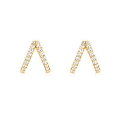 China TRENDY fine jewelry 925 sterling silver earrings wholesale fashion 18k gold plated split huggie earrings for sale