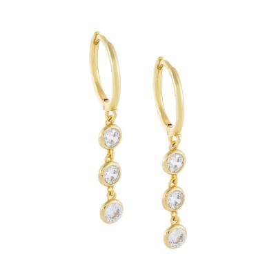 China TRENDY Trendy Band Ready To Ship 925 Sterling Silver Earrings 18k Gold Plated CZ Drop Dangle Circle Earrings for sale