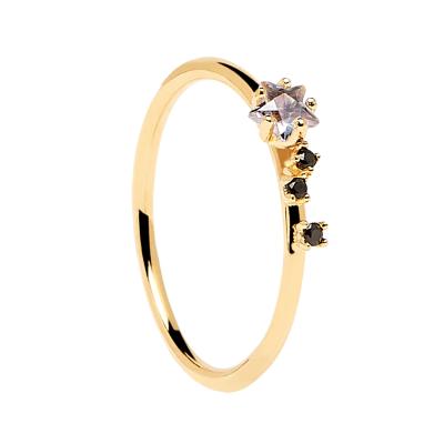 China CLASSIC Fashion Ring Jewelry 925 Sterling Silver Ring 18k Gold Plated Black Cubic Zircon Ring for sale