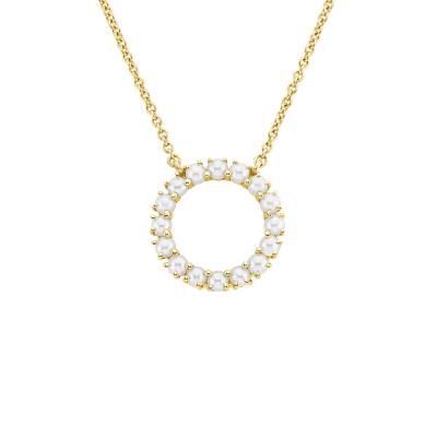 China Fashionable Women Jewelry Wholesale 925 Sterling Silver Necklace 18K Gold Plated Gold Diamond Circle Pendant Necklace for sale