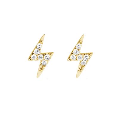 China TRENDY Minimalist Jewelry 925 Sterling Silver Stud Earrings 18K Gold Plated Cubic Zirconia Lightning Earrings for sale