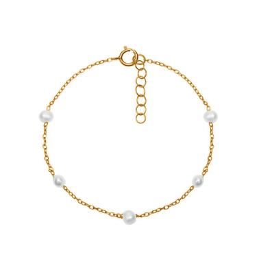 China CLASSIC Minimalist Jewelry Bracelet For Women 925 Sterling Silver Gold Plated 18k Bracelet With Pearl for sale