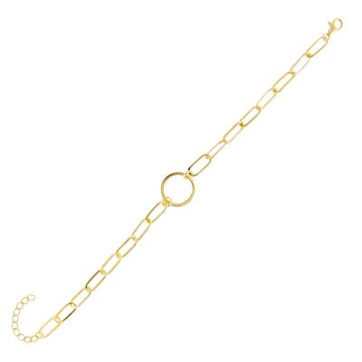 China Trendy Fashion Women's Bracelet 925 Sterling Silver 18k Gold Plated Circle Link Bracelet For Women for sale