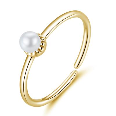 China CLASSIC 925 Silver Ring Jewelry Wholesale 925 Sterling Silver 18K Gold Plated Open Bead Adjustable Ring for sale