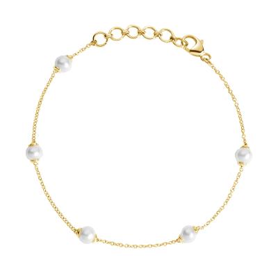 China Wholesale CLASSIC Fashion Jewelry Bracelet For Women 925 Sterling Silver Gold Plated 18k Pearl Link Bracelet for sale