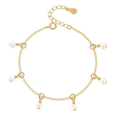 China CLASSIC Pictuer Design Pearl Jewelry Silver Bracelets 18k Gold Plated 925 Sterling Silver Bracelet With Pearl For Women for sale