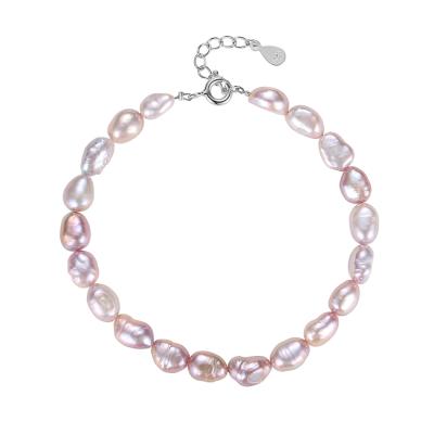 China Wholesale Hot Sale CLASSIC Pink Freshwater Pearl Sterling Silver Vermeil Classic Bracelet Jewelry For Women for sale