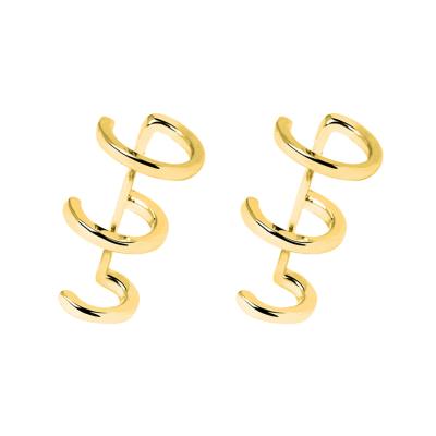 China CLASSIC Silver Earrings Jewelry Wholesale 925 Sterling Silver 18k Gold Plated Simple Cuff Earrings for sale