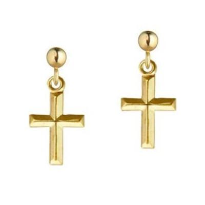 China Wholesaler CLASSIC 18k Gold Plated Fashion Stud Earring 925 Sterling Silver Cross Earrings For Girls for sale