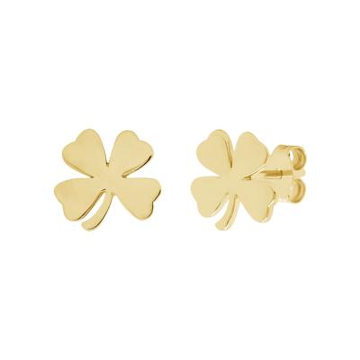 China CLASSIC Minimalist Jewelry 925 Sterling Silver Wholesale 18K Gold Plated Shamrock Clover Stud Earrings for sale