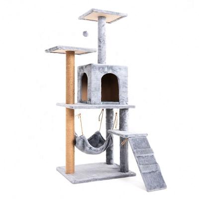 China Sustainable Factory Supplying Jumping Wooden Cat Tree House One Tower For Large Indoor Cats for sale