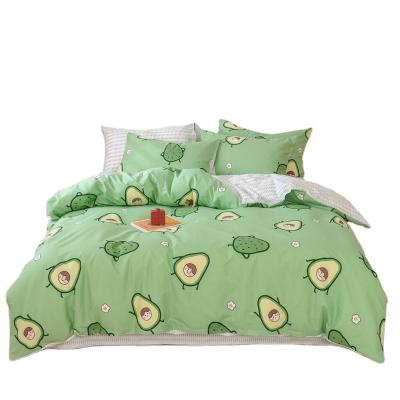 China Nondisposable American Styles Avocado Printed 300TC 4pcs 100% Organic Cotton Bedding Set for sale