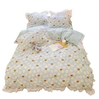 China Nondisposable Korean Styles Princess 4 Piece Bear Kids 100% Cotton Bedding Sets for sale