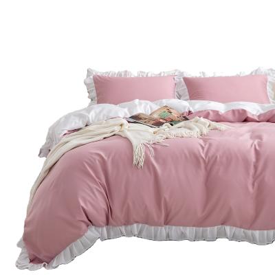 China 2021 New Styles 100% Wash Antistatic American Microfiber Ruffled Bed Set for sale