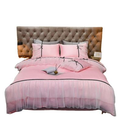 China New Styles Anti-Static American Mulberry Washed Silk Duvet Cover Set With Lace for sale