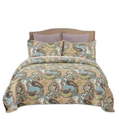 China High quality american styles 100% pure cotton pasley printed bedspreads for sale