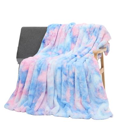 China PASSIONATE American Style Sherpa Faux Fur Tie Tyed Throw Blanket for sale