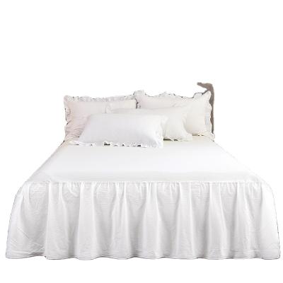 China 100% solid ruffled set of high quality American and Europe style cotton bed skirts for sale