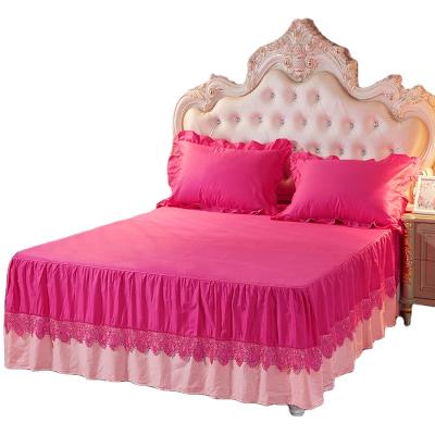 China Solid 100% American Style High Quality Cotton Bed Skirt Set for sale