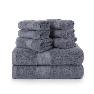 China Sustainable Europe Styles Home Combed Cotton Absorbent 8 Piece Bath Towel Set for sale