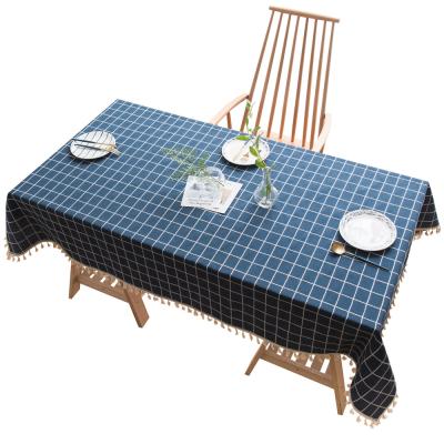 China Oilproof Japanese Style Plaid Linen Table Cloth for sale