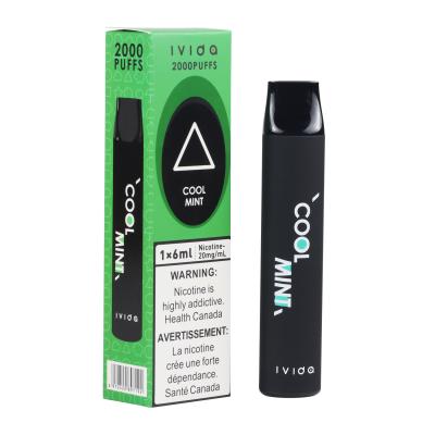 Cina 2000 Puffs Disposable Vape Pod 5% Nicotine Cool Mint Flavor iVIDA in vendita