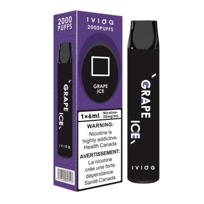 China Healthier 6ml 2000 Puffs Disposable Electric Cigarette E Liquid Grape Flavors for sale