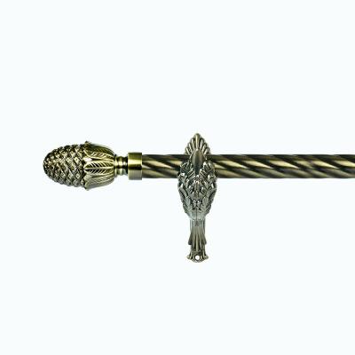 China 28mm curtain pole brass pineapple curtain finial Morocco market double metal curtain poles for sale