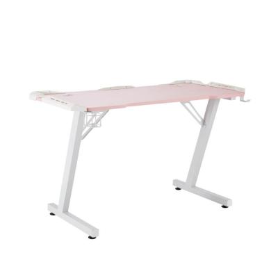 China LED Low Price Customization Adjustable Computer Desk Pink Game Table for sale