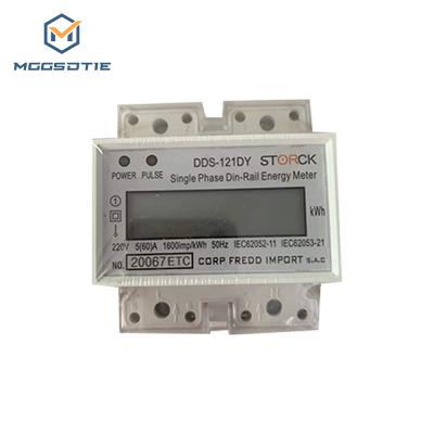 China South America Single Phase DIN-RAIL Energy Meter 220V 50-60HZ Pulse 2P 4P KWH Meter DDS-121DY for sale