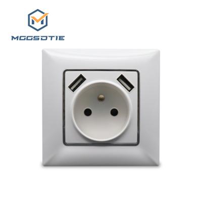 China Max Europe White Copper Metal Multi-Purpose Plastic Color Socket Russia France Usb Outlet Switch Wall Socket Double Usb Double Switch Socket for sale