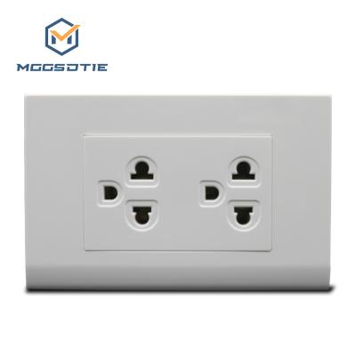 China Multipurpose South American Wall Mount Electric Light Switch Home Metal Color Double 2pin/3pin White Socket for sale