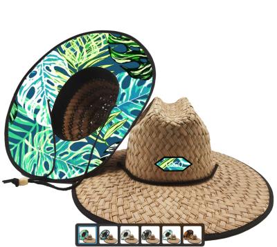 China Wholesale Bulk Buy Picture Summer Sun Beach Fishing Big Wide Surf Brim Lifeguard Straw Hats For Men And Women for sale