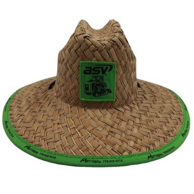 China Image Wholesales Buy Stock Print Available Rush Green And Steep Spike Under The Edge Lifeguard Straw Hat With Adjustable Windproof Rope for sale