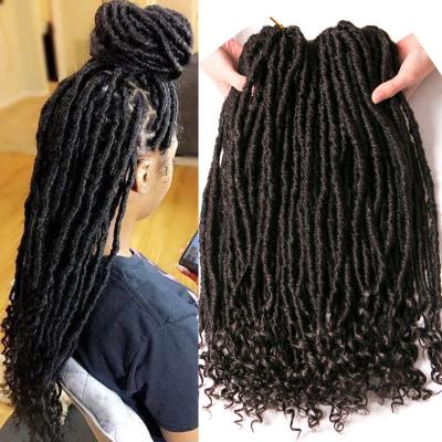 China Hot-sale Handmade Faux Locs Goddess Locs Synthetic Soft Curly End Goddess Locs With Curly End Crochet Braiding Hair for sale