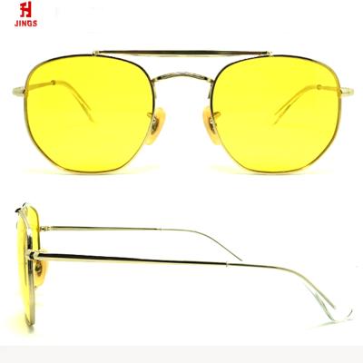 China 2020 Hinge Style Metal Glass Women's Yellow Sun Glasses Night Vision Net Red Hot Sunglasses Fashion for sale