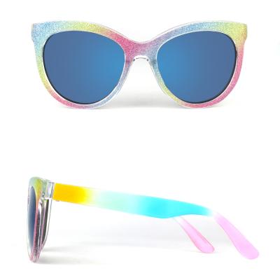 China Fashion Sun Glasses Kids Girls PC Multi Colors Rainbow Frame Cateye Shape Sunglasses for sale