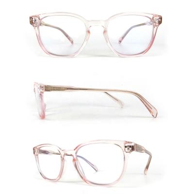 China Women's square square men's tr90 pink transparent PC frames CP temples leisure 2021 ladies optical frame blue light glasses for sale