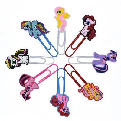 China Cute Animal Metal Clip Pony Bookmarks PVC Cartoon Paperclip Small Paper Clip Bookmark for sale