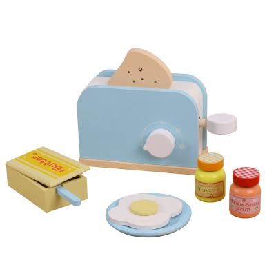 China Preschool Children Play Mini Kitchen Cooking Set Wooden Electric Mixer Pretend Play Toy Toaster Set Suitable For Preschoolers for sale