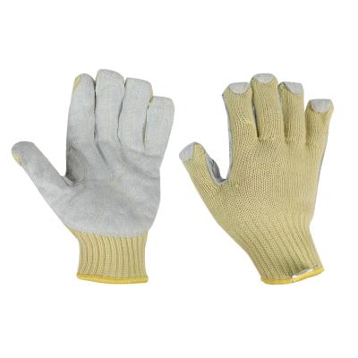 China High Quality Industry Safety Cut Resistant Gloves With Leather Palm For Worker for sale